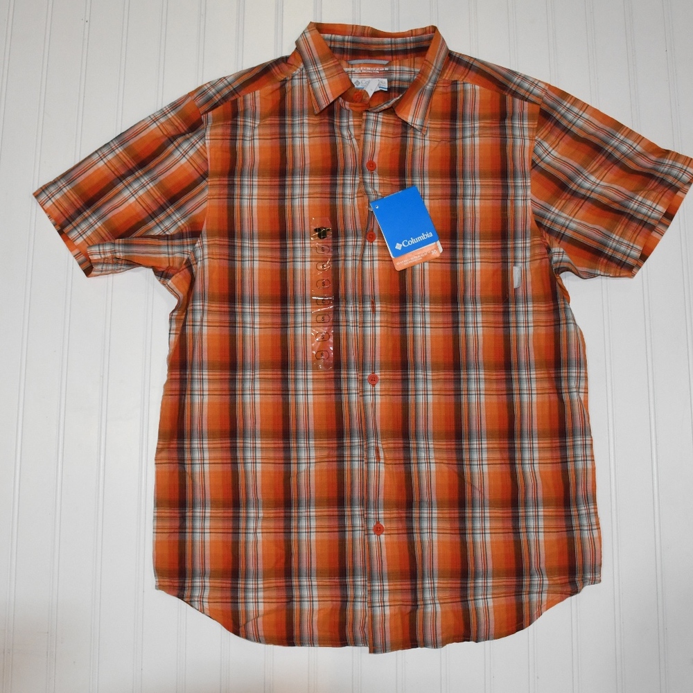 NWT Columbia Omni-Shade Short Sleeve Plaid Shirt S